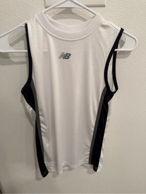 Boys New Balance White Tank Top with Black Contrast Panels